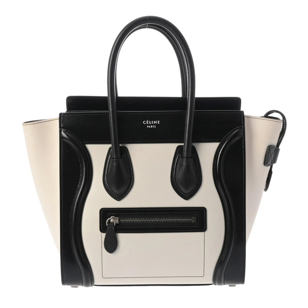 CELINE Luggage Shopper Black White Leather Handbag